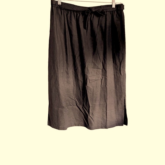Appleseeds Black Linen Rayon Belted Skirt - Picture 1 of 9